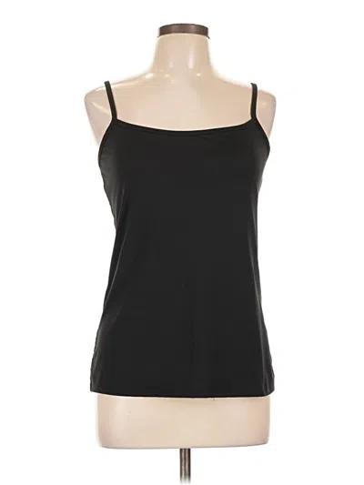 Pre-owned Ny & C Sleeveless Top Black Solid Pattern Open Neckline Tops