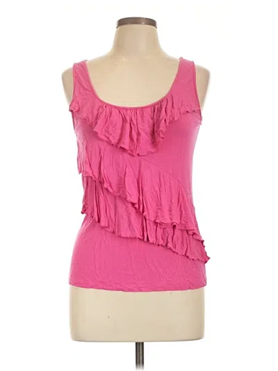 Pre-owned Ny & C Sleeveless Top Pink Ruffles Neckline Tops