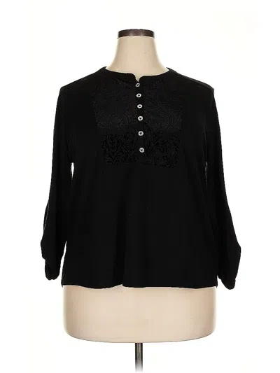 Pre-owned Ny Collection 3/4 Sleeve Blouse In Black