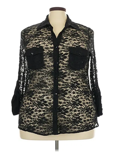 Pre-owned Ny Collection 3/4 Sleeve Blouse In Black