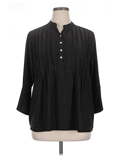 Pre-owned Ny Collection 3/4 Sleeve Blouse In Black