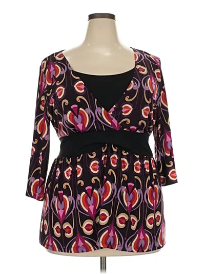 Pre-owned Ny Collection 3/4 Sleeve Blouse In Black