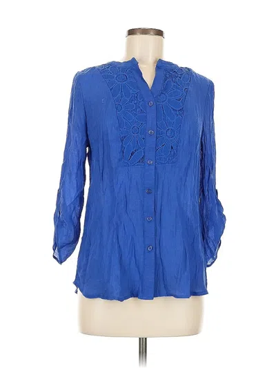 Pre-owned Ny Collection 3/4 Sleeve Blouse In Blue