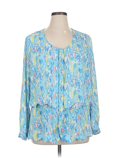 Pre-owned Ny Collection 3/4 Sleeve Blouse In Blue