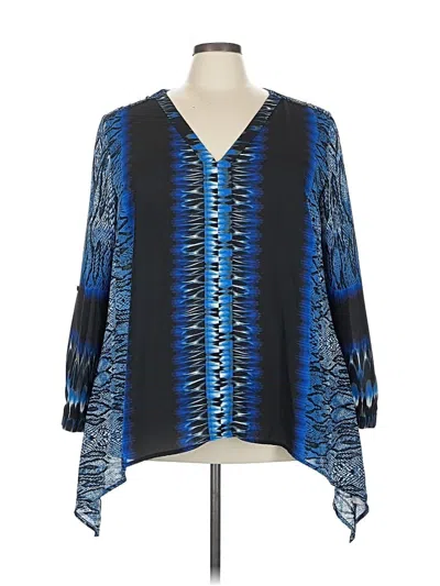 Pre-owned Ny Collection 3/4 Sleeve Blouse In Blue