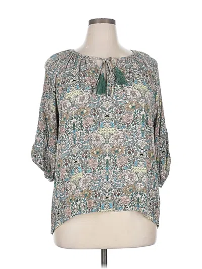 Pre-owned Ny Collection 3/4 Sleeve Blouse In Blue