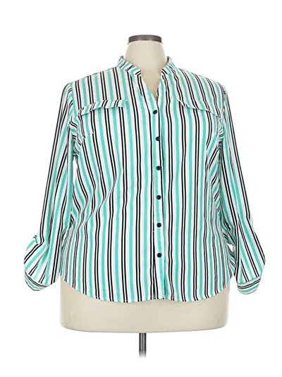 Pre-owned Ny Collection 3/4 Sleeve Blouse In Blue