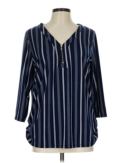 Pre-owned Ny Collection 3/4 Sleeve Blouse In Blue