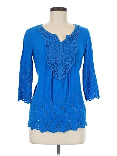 Pre-owned Ny Collection 3/4 Sleeve Blouse In Blue