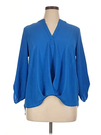 Pre-owned Ny Collection 3/4 Sleeve Blouse In Blue