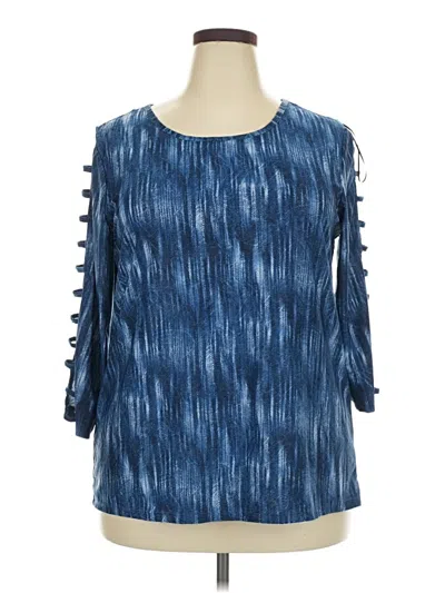 Pre-owned Ny Collection 3/4 Sleeve Blouse In Blue