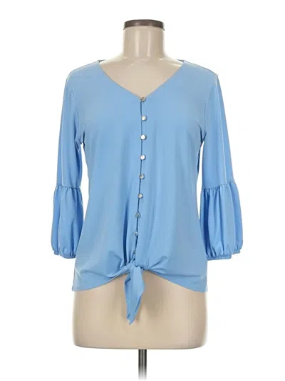 Pre-owned Ny Collection 3/4 Sleeve Blouse In Blue