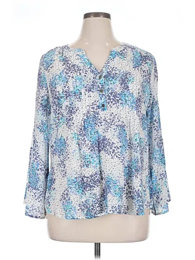 Pre-owned Ny Collection 3/4 Sleeve Blouse In Blue