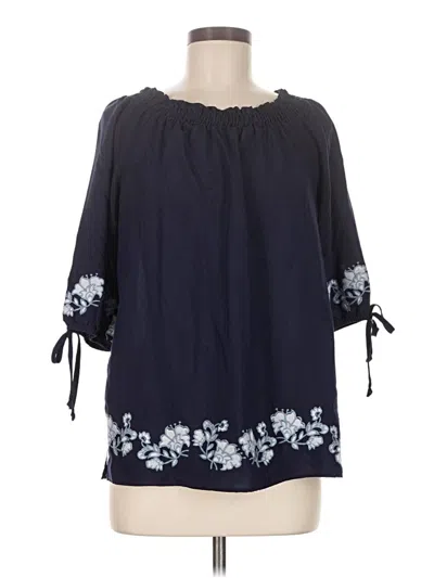 Pre-owned Ny Collection 3/4 Sleeve Blouse In Blue