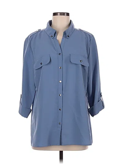 Pre-owned Ny Collection 3/4 Sleeve Blouse In Blue