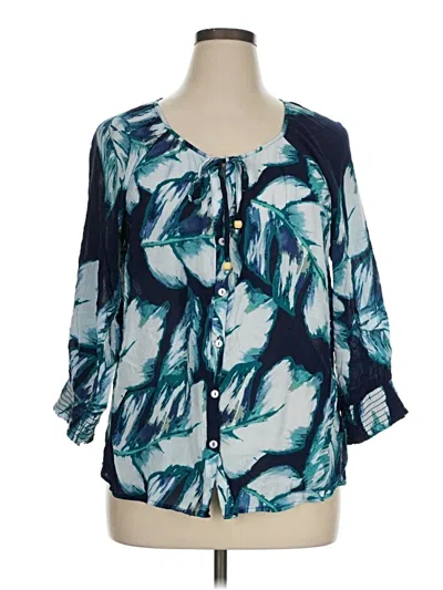 Pre-owned Ny Collection 3/4 Sleeve Blouse In Blue