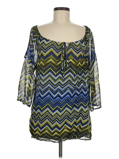 Pre-owned Ny Collection 3/4 Sleeve Blouse In Blue