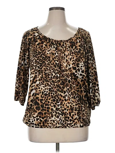 Pre-owned Ny Collection 3/4 Sleeve Blouse In Brown
