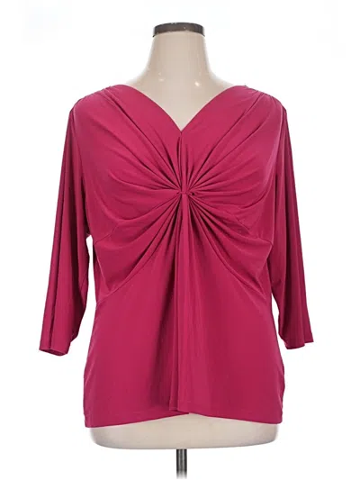 Pre-owned Ny Collection 3/4 Sleeve Blouse In Burgundy