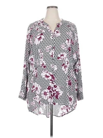 Pre-owned Ny Collection 3/4 Sleeve Blouse In Burgundy