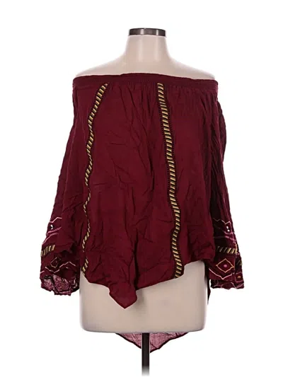 Pre-owned Ny Collection 3/4 Sleeve Blouse In Burgundy