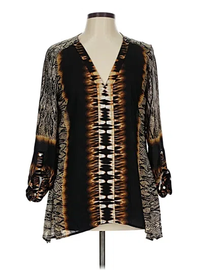 Pre-owned Ny Collection 3/4 Sleeve Blouse In Gold