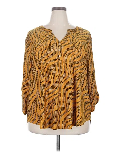 Pre-owned Ny Collection 3/4 Sleeve Blouse In Gold