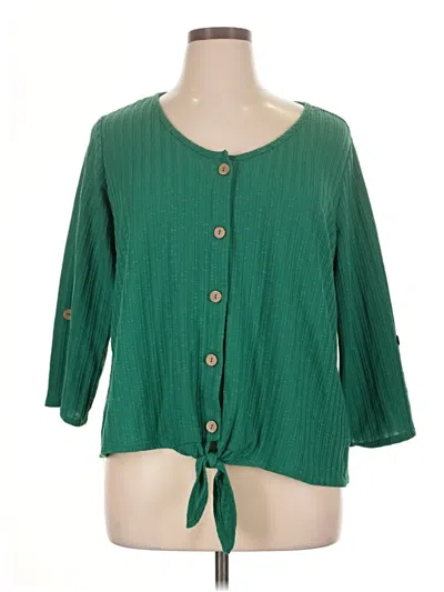 Pre-owned Ny Collection 3/4 Sleeve Blouse In Green