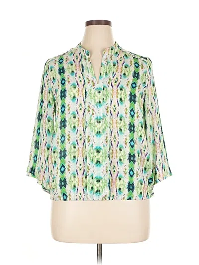 Pre-owned Ny Collection 3/4 Sleeve Blouse In Green