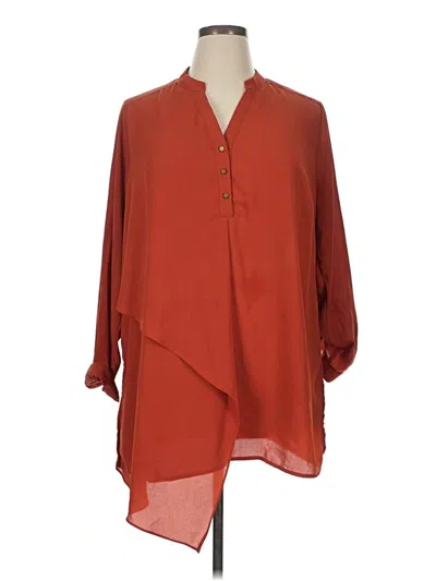 Pre-owned Ny Collection 3/4 Sleeve Blouse In Orange