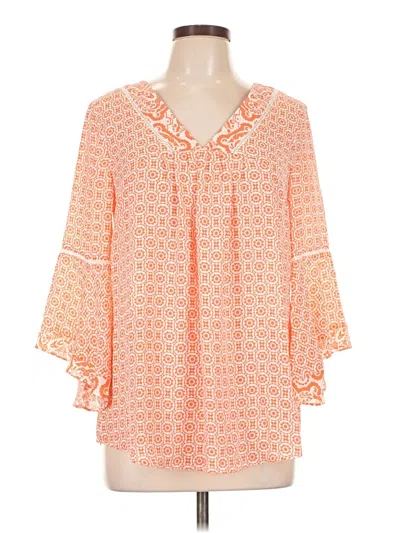 Pre-owned Ny Collection 3/4 Sleeve Blouse In Orange