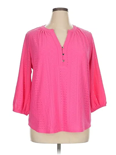 Pre-owned Ny Collection 3/4 Sleeve Blouse In Pink