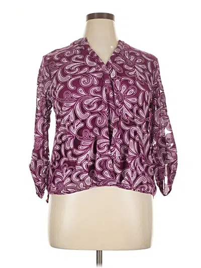 Pre-owned Ny Collection 3/4 Sleeve Blouse In Purple
