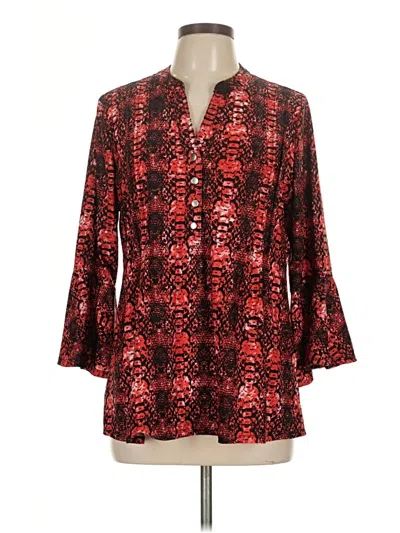 Pre-owned Ny Collection 3/4 Sleeve Blouse In Red