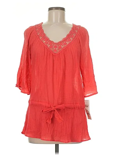 Pre-owned Ny Collection 3/4 Sleeve Blouse In Red