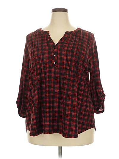 Pre-owned Ny Collection 3/4 Sleeve Blouse In Red