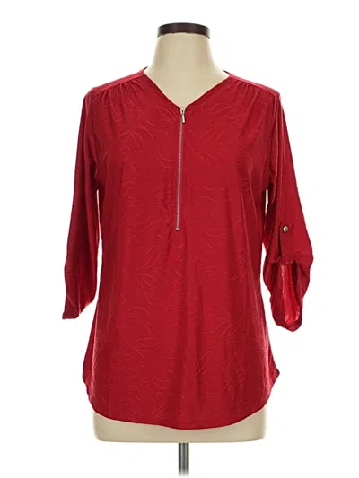 Pre-owned Ny Collection 3/4 Sleeve Blouse In Red