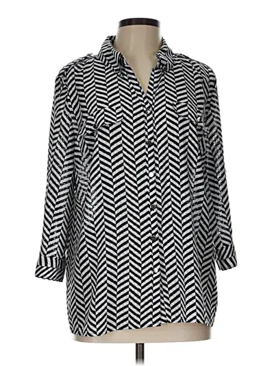 Pre-owned Ny Collection 3/4 Sleeve Blouse In Silver