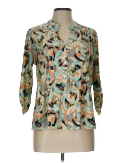 Pre-owned Ny Collection 3/4 Sleeve Blouse In Teal