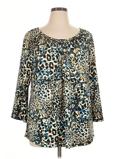 Pre-owned Ny Collection 3/4 Sleeve Blouse In Teal