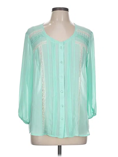 Pre-owned Ny Collection 3/4 Sleeve Blouse In Teal