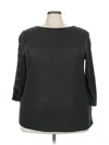 Ny Collection 3/4 Sleeve Top Black Boatneck Tops In Black