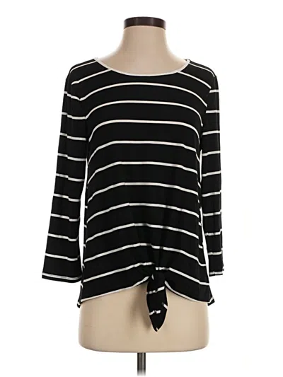 Pre-owned Ny Collection 3/4 Sleeve Top Black Boatneck Tops