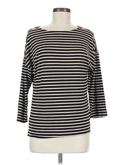 Pre-owned Ny Collection 3/4 Sleeve Top Black Boatneck Tops