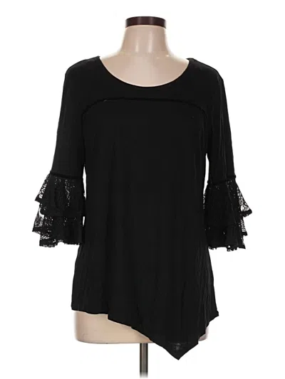 Pre-owned Ny Collection 3/4 Sleeve Top Black Boatneck Tops