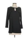 Ny Collection 3/4 Sleeve Top Black Keyhole Neckline Tops In Black