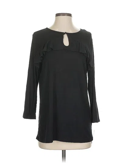 Ny Collection 3/4 Sleeve Top Black Keyhole Neckline Tops
