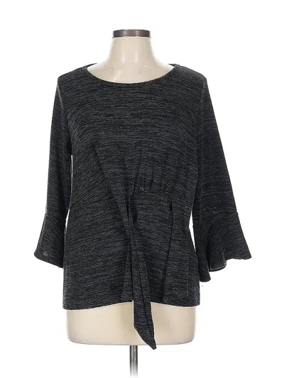 Pre-owned Ny Collection 3/4 Sleeve Top Gray Boatneck Tops