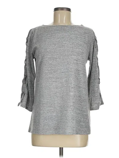 Pre-owned Ny Collection 3/4 Sleeve Top Gray Boatneck Tops