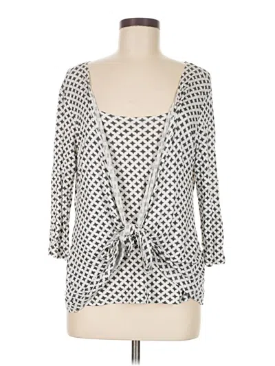Pre-owned Ny Collection 3/4 Sleeve Top Gray Square Neckline Tops